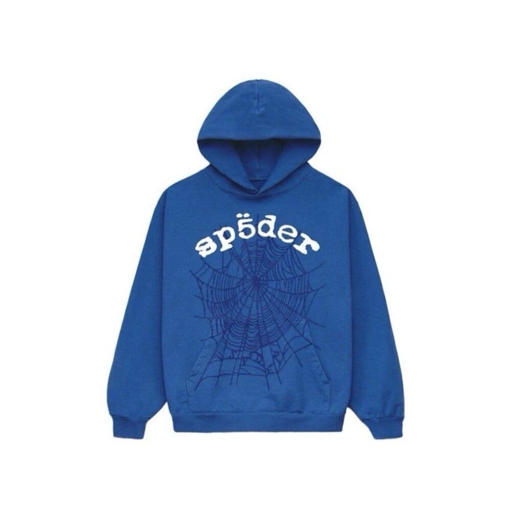 sp5der blue hoodie legacy Spider Web Long Sleeve Sweatshirt Xs